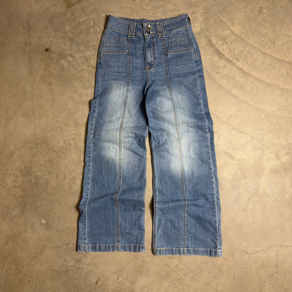 Cruel Denim Wide Leg Jeans Womens 30/9 S Blue Western Boho Baggy High Rise Seam